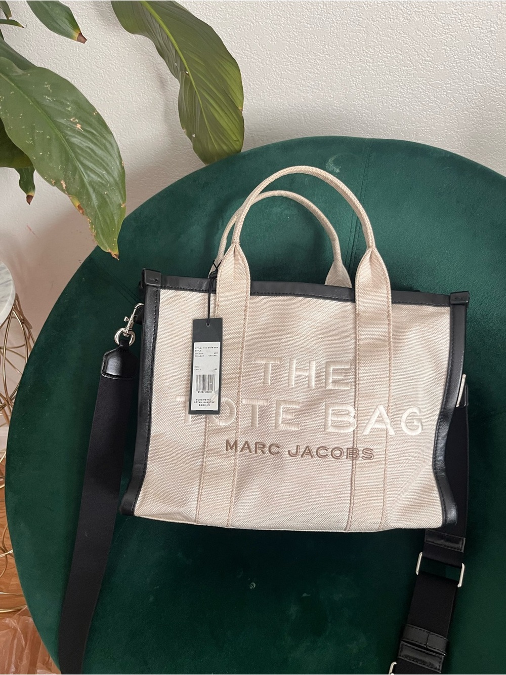Marc Jacobs Canvas Tote Bag in Cream with Black Trim